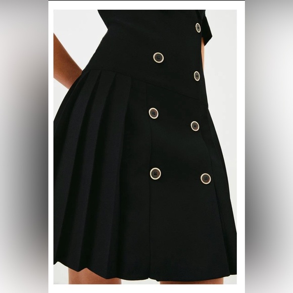 Karen Millen Military Tailored Tuxedo Pleated Mini Dress - Picture 3 of 4